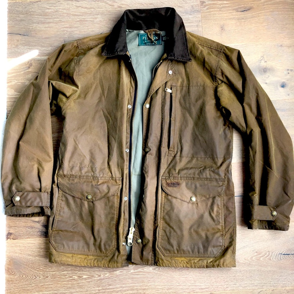 Filson Cover Cloth Weekend jacket (with hood and wax) Medium Brown